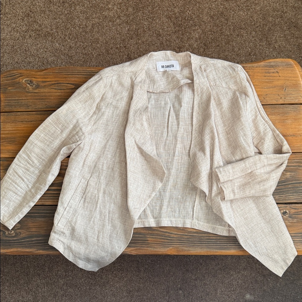 BB Dakota Open Front Linen Jacket size L